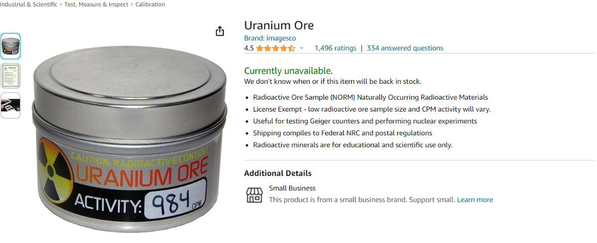 Read the reviews of the Uranium Ore on Amazon :)