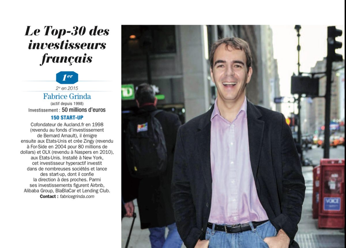 Apparently I am the top French business angel of 2016!